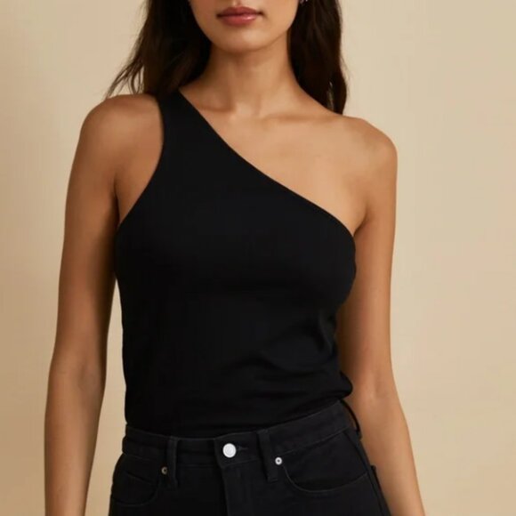 Target A New Day Black Ribbed One Shoulder Top Size M - Picture 1 of 3
